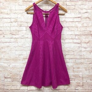 Free People Womens Miss Connections Dress Size 2 Sleeveless Cutwork Lace Fuchsia